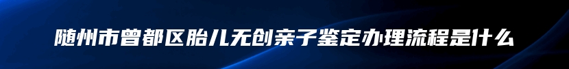 随州市曾都区胎儿无创亲子鉴定办理流程是什么