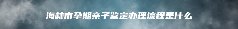 海林市孕期亲子鉴定办理流程是什么