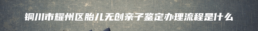 铜川市耀州区胎儿无创亲子鉴定办理流程是什么