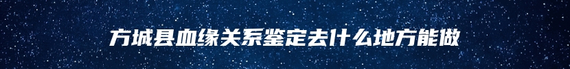 方城县血缘关系鉴定去什么地方能做