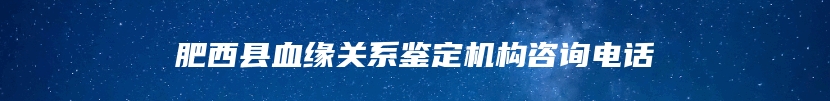 肥西县血缘关系鉴定机构咨询电话