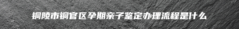 铜陵市铜官区孕期亲子鉴定办理流程是什么