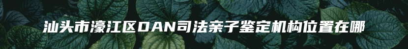 汕头市濠江区DAN司法亲子鉴定机构位置在哪