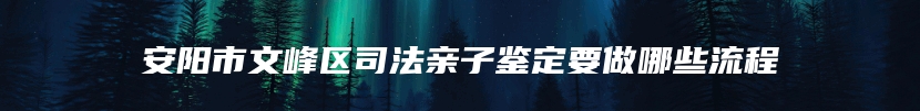 安阳市文峰区司法亲子鉴定要做哪些流程
