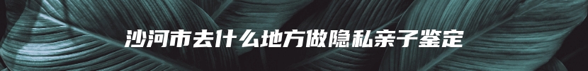 沙河市去什么地方做隐私亲子鉴定