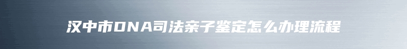 汉中市DNA司法亲子鉴定怎么办理流程