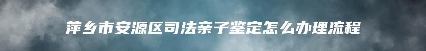 萍乡市安源区司法亲子鉴定怎么办理流程