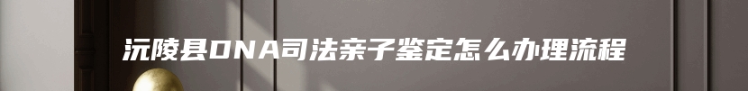 沅陵县DNA司法亲子鉴定怎么办理流程