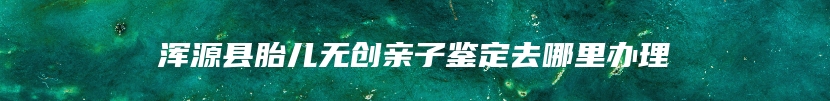 浑源县胎儿无创亲子鉴定去哪里办理