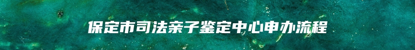 保定市司法亲子鉴定中心申办流程