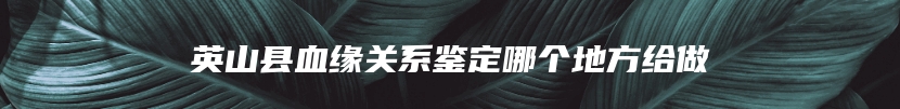 英山县血缘关系鉴定哪个地方给做