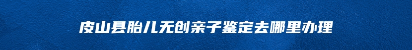 皮山县胎儿无创亲子鉴定去哪里办理