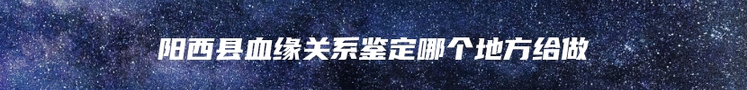 阳西县血缘关系鉴定哪个地方给做