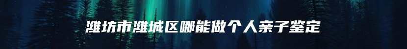 潍坊市潍城区哪能做个人亲子鉴定