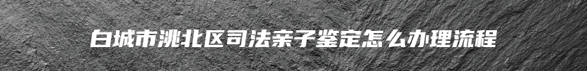 白城市洮北区司法亲子鉴定怎么办理流程