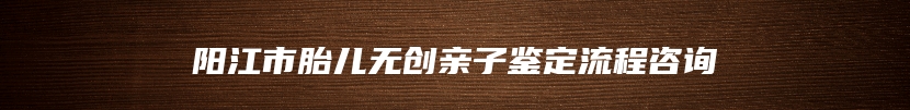 阳江市胎儿无创亲子鉴定流程咨询
