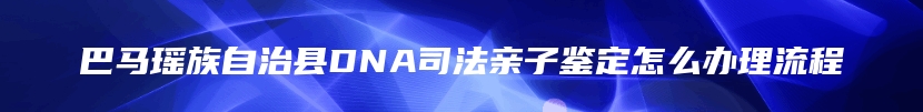 巴马瑶族自治县DNA司法亲子鉴定怎么办理流程