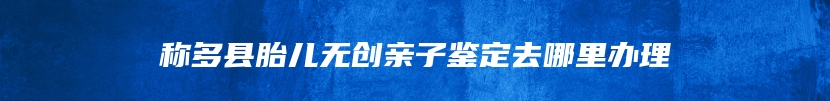称多县胎儿无创亲子鉴定去哪里办理