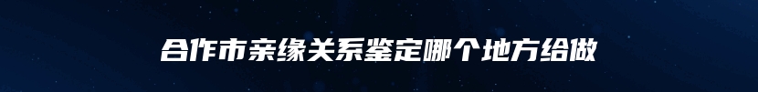 合作市亲缘关系鉴定哪个地方给做