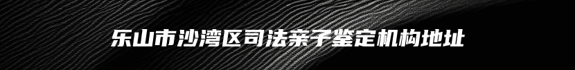 乐山市沙湾区司法亲子鉴定机构地址