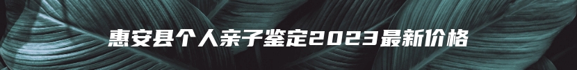 惠安县个人亲子鉴定2023最新价格