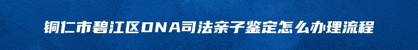 铜仁市碧江区DNA司法亲子鉴定怎么办理流程