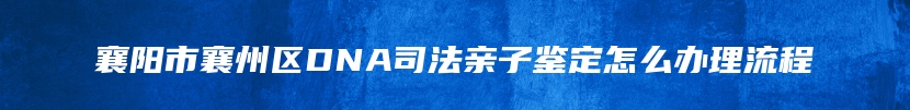 襄阳市襄州区DNA司法亲子鉴定怎么办理流程