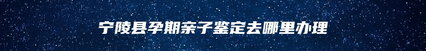 宁陵县孕期亲子鉴定去哪里办理
