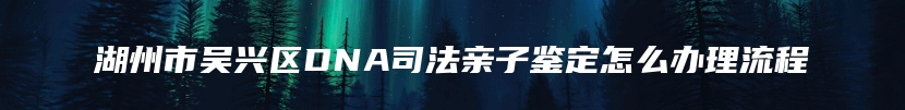 湖州市吴兴区DNA司法亲子鉴定怎么办理流程