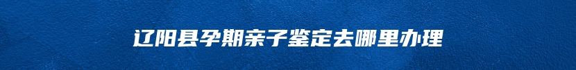 辽阳县孕期亲子鉴定去哪里办理