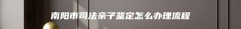 南阳市司法亲子鉴定怎么办理流程