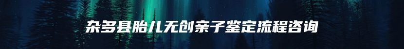 杂多县胎儿无创亲子鉴定流程咨询