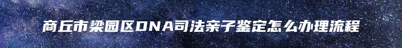 商丘市梁园区DNA司法亲子鉴定怎么办理流程