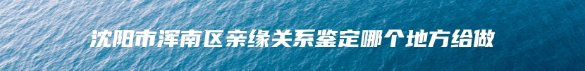 沈阳市浑南区亲缘关系鉴定哪个地方给做