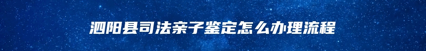 泗阳县司法亲子鉴定怎么办理流程