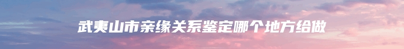 武夷山市亲缘关系鉴定哪个地方给做