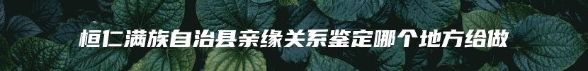 桓仁满族自治县亲缘关系鉴定哪个地方给做