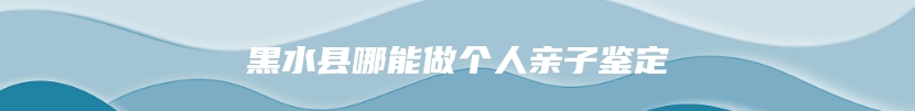 黑水县哪能做个人亲子鉴定