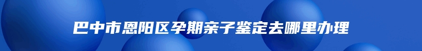巴中市恩阳区孕期亲子鉴定去哪里办理
