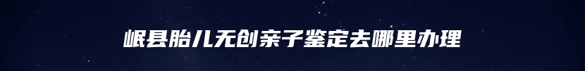 岷县胎儿无创亲子鉴定去哪里办理