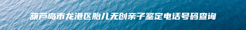 葫芦岛市龙港区胎儿无创亲子鉴定电话号码查询