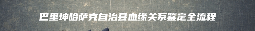 巴里坤哈萨克自治县血缘关系鉴定全流程