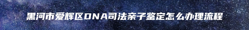 黑河市爱辉区DNA司法亲子鉴定怎么办理流程