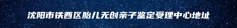 沈阳市铁西区胎儿无创亲子鉴定受理中心地址