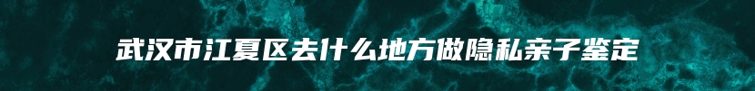 武汉市江夏区去什么地方做隐私亲子鉴定