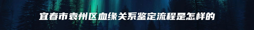 宜春市袁州区血缘关系鉴定流程是怎样的