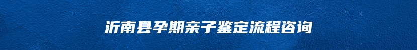 沂南县孕期亲子鉴定流程咨询