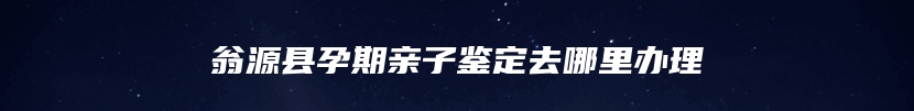 翁源县孕期亲子鉴定去哪里办理