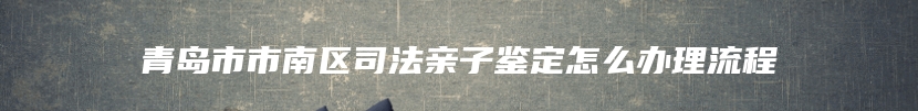 青岛市市南区司法亲子鉴定怎么办理流程