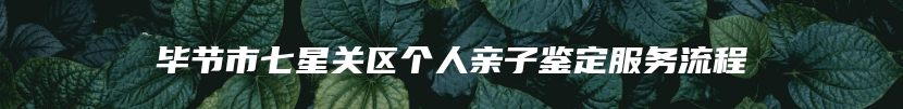 毕节市七星关区个人亲子鉴定服务流程